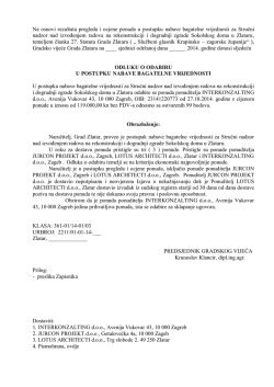 Na osnovi rezultata pregleda i ocjene ponuda u