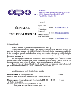 ČEPO d.o.o. TOPLINSKA OBRADA