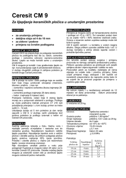 Ceresit CM 9 Za lijepljenje keramičkih pločica u unutarnjim prostorima