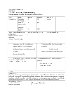 Metodika vjerske nastave - Fakultet islamskih nauka