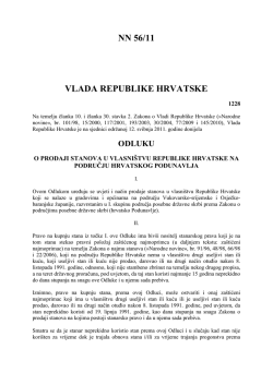 NN 56/11 VLADA REPUBLIKE HRVATSKE