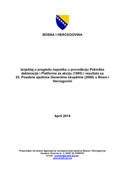 Izvje&scaron;taj o pregledu napretka u provođenju Pekin&scaron;ke