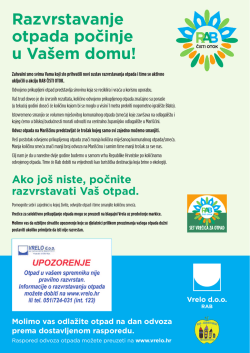 Razvrstavanje otpada počinje u Va&scaron;em domu! Ako jo&scaron;