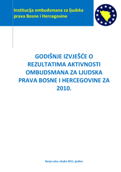 godi&scaron;nje izvje&scaron;će o rezultatima aktivnosti ombudsmana za ljudska