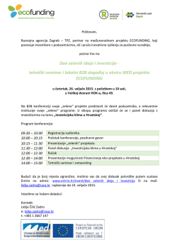 Dan zelenih ideja i investicija - tehnički seminar i lokalni B2B
