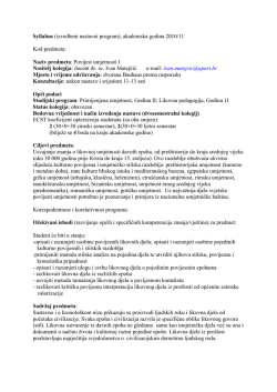 Syllabus (detaljni izvedbeni nastavni plan)