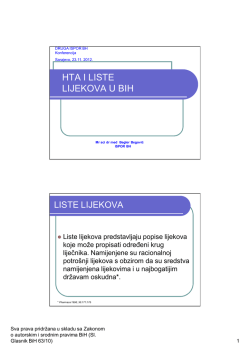 HTA I LISTE LIJEKOVA U BIH
