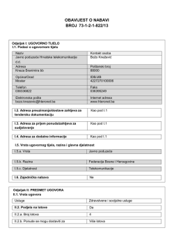 OBAVIJEST O NABAVI BROJ 73-1-2-1-822/13