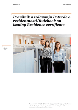 Pravilnik o izdavanju Potvrde o rezidentnosti/Rulebook on issuing