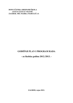 GODI&Scaron;NJI PLAN I PROGRAM RADA - za &scaron;kolsku godinu 2012./2013. -
