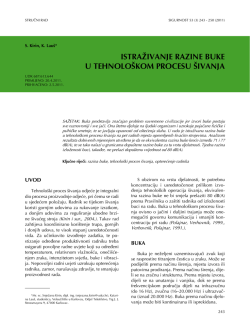 ISTRAŽIVANJE RAZINE BUKE U TEHNOLO&Scaron;KOM PROCESU