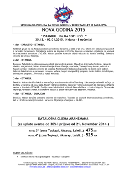 RASPORED i SATNICA FAKULTATIVNIH IZLETA ZA - biss
