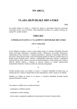 NN 109/11. VLADA REPUBLIKE HRVATSKE