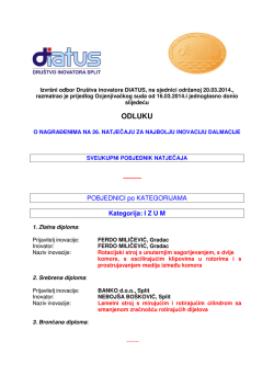 nagrađeni na 26. natječaju za najbolju inovaciju dalmacije - ZTK