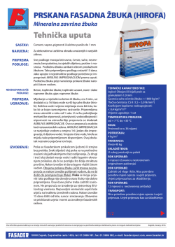 PRSKANA FASADNA ŽBUKA (HIROFA) Tehnička uputa
