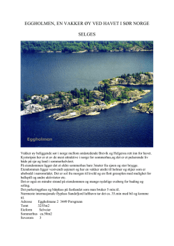 eggholmen en vakker y ved havet i sr norge selges