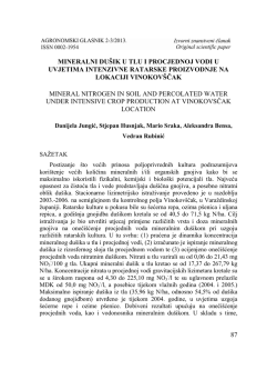 87 mineralni du&scaron;ik u tlu i procjednoj vodi u uvjetima intenzivne