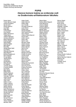 POPIS članova komore kojima se evidencija vodi na Građevinsko