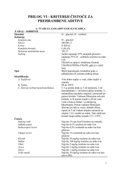 PRILOG VI - KRITERIJI ČISTOĆE ZA PREHRAMBENE ADITIVE