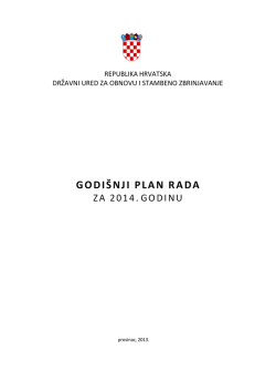 Godi&scaron;nji plan rada za 2014. - Državni ured za obnovu i stambeno