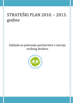 STRATEŠKI PLAN 2010. - Zaklada za poticanje partnerstva i razvoja