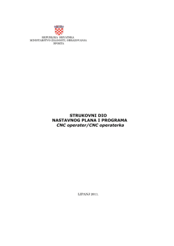 Nastavni plan i program CNC operater / CNC operaterka