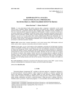 komparativna analiza nastavnog plana i programa matematike za