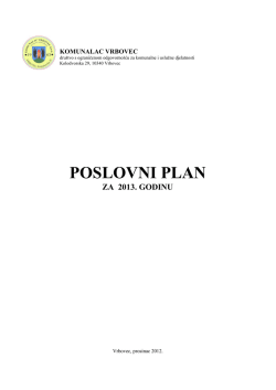 POSLOVNI PLAN - Komunalac Vrbovec, doo