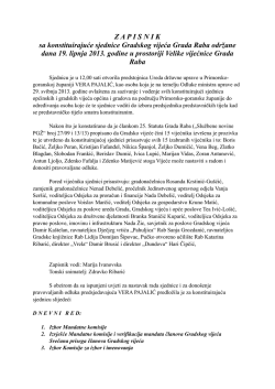 Zapisnik sa konstituirajuće sjednice Gradskog vijeća Grada Raba