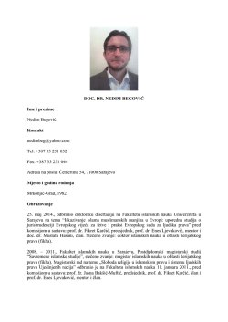 Biografija - Fakultet islamskih nauka u Sarajevu