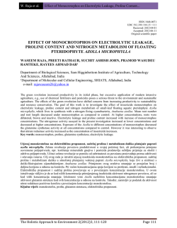 effect of monocrotophos on electrolytic leakage, proline content and