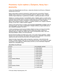 Prezimena i kućni nadimci u &Scaron;u&scaron;njevici, Novoj Vasi i Jesenoviku