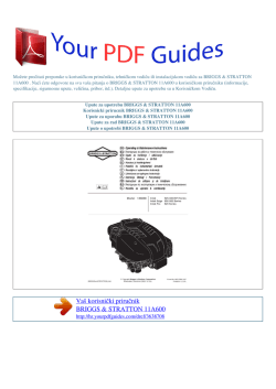 Upute za uporabu BRIGGS & STRATTON 11A600