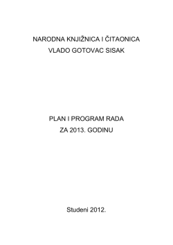 Program rada Narodne knjižnice i čitaonice Vlado Gotovac Sisak za