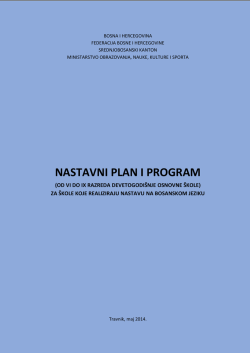 Nastavni plan i program - Ministarstvo obrazovanja, znanosti, kulture