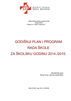 godi&scaron;nji nastavni plan - Medicinska &scaron;kola Bjelovar