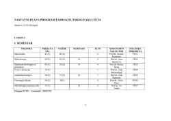 NASTAVNI PLAN I PROGRAM PETOGODI&Scaron;NJEG STUDIJA