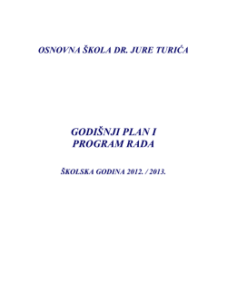 godi&scaron;nji plan i program rada - Osnovna &scaron;kola dr. Jure Turića, Gospić