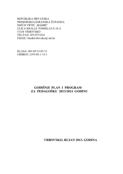 godi&scaron;nji plan i program za pedago&scaron;ku 2013/2014 godinu vrbovsko