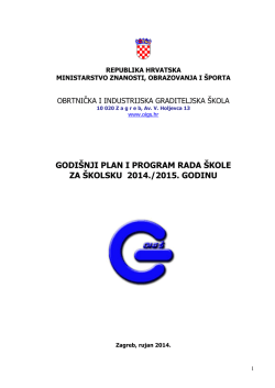 GODI&Scaron;NJI PLAN I PROGRAM RADA &Scaron;KOLE ZA &Scaron;KOLSKU 2014