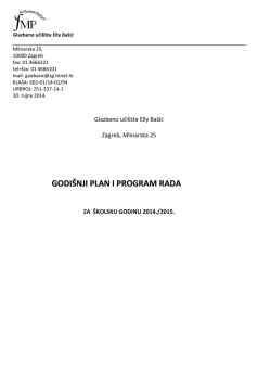 GODI&Scaron;NJI PLAN I PROGRAM RADA - Glazbeno učili&scaron;te Elly Ba&scaron;ić