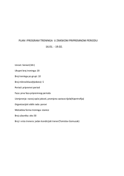 plan i program treninga u zimskom pripremnom periodu 16.01.