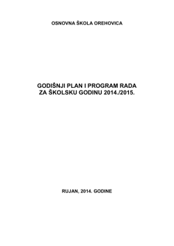 GODI&Scaron;NJI PLAN I PROGRAM RADA ZA &Scaron;KOLSKU GODINU 2014