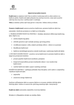 PRISTUP KNJIŽEVNOSTI Književnost je umjetnost riječi