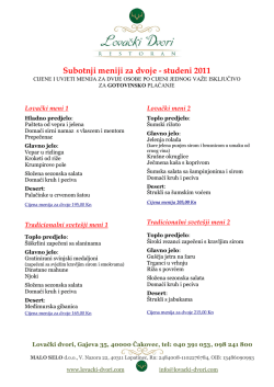 Subotnji meniji za dvoje - studeni 2011