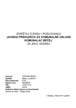 izvestaj o radu i poslovanju javnog preduzeća za