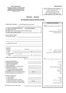 PRIJAVA - ODJAVA ZA RAZVRSTAVANJE PRAVNE OSOBE