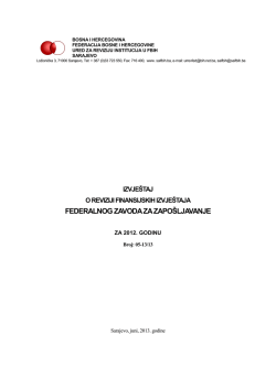 federalnog zavoda za zapo&scaron;ljavanje - Ured za reviziju institucija u