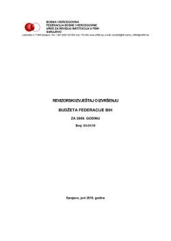 "Budžet FBiH" za 2009. godinu - Ured za reviziju institucija u