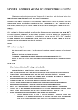 Korisnička i instalacijska uputstva za ventilatore Dospel serije KOM